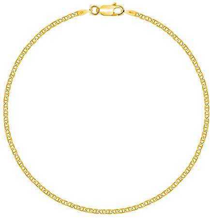PLANETYS - Bracciale a maglia marina in argento 925/1000 placcato oro giallo 18 carati larghezza 1,8 mm