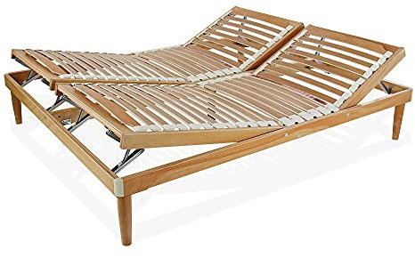 SomnusSana Rete a Doghe in legno di faggio Alzata testa piedi manuale Letto Singolo da una piaza 155x195 H 32cm