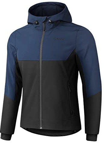 KUTOOK Veste Softshell pour Homme avec Capuche Hiver Coupe-vent Multifonction pour la Randonnée, bleu marine XXL