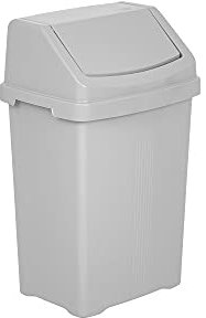 JMS we create smile 8L/25L/50L Litre Plastic Swing Lid Bin Waste Recycle Dustbins Rubbish Trash Refused Bins (Silver/Grey, 8 LITRE)