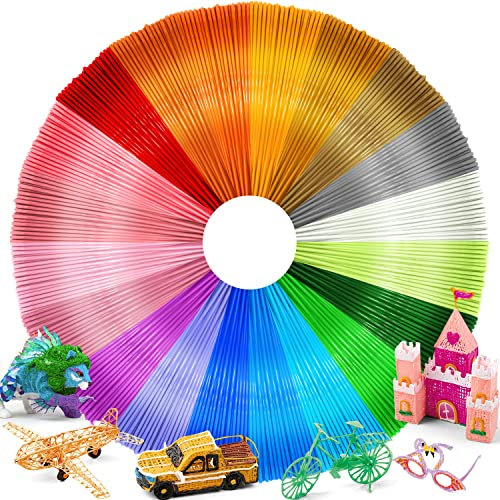 3D Pen PLA Filament Refills - Wiseten 20 Colors 3D Printing Pen Filament 1.75mm, 16.4 Feet per Color Total 328 Feet for Most Intelligent 3D Pen 3D Printer