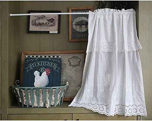 izielad Rideau Brise-bise Campagnard Vintage de Cuisine Court Demi Rideau Décoration de Café Bistrot Cuisine Placard Blanc LxH 130x93cm