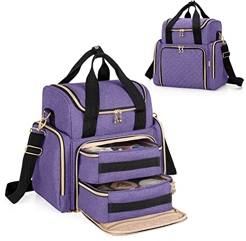 Luxja Kulturtasche Damen, Make Up Organizer Tasche, Kosmetikkofffer für Make up, Kosmetiktasche zum Tragen, Reise Kulturbeutel für Mädchen, Männer und Frauen, Lila