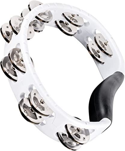 Meinl Percussion Headliner Hand Held ABS Tambourine, Schwarz (HTMT1WH) | Tamburin mit 2 Reihen Jingles, mit ergonomischem Griff, ABS Kunststoff und Stahl