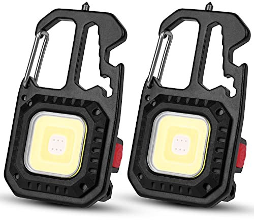 flintronic 2PC Linterna Pequeña COB, 800 Lúmenes Linterna LED Recargable, Luz de Trabajo Multifuncional, Luces LED Portátil para Pesca, Senderismo, Camping, Reparación de Exterior.(Negro)