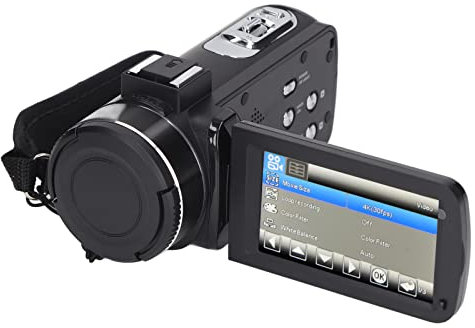 Caméra Vidéo 4K Caméscope, Enregistreur de Caméra Numérique 4K HD Vlogging, Zoom Numérique 18X Enregistreur Vidéo 56MP Caméras Vlog WiFi à écran Tactile 3,0 Pouces avec