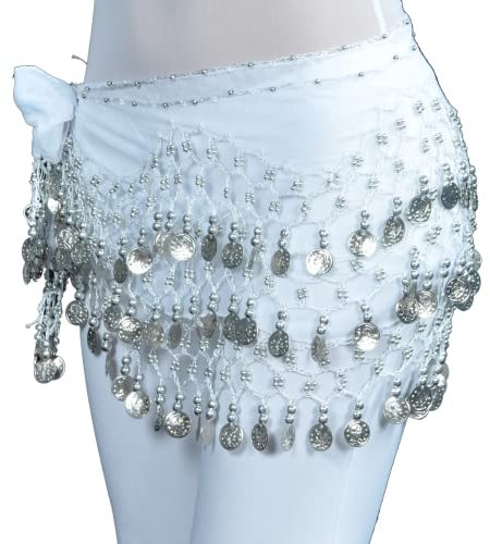 ENESEA Tanzzubehör, Frauen Bauchtanz Gesicht Schleier Schönheit Perlen Stück Tribal Bauchtanz Zubehör Tanz Performance Zubehör (Color : White)