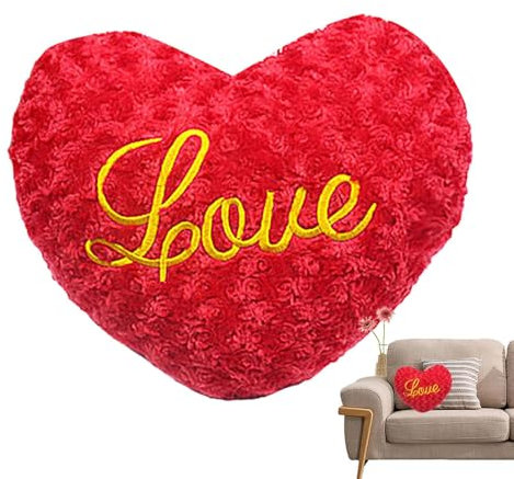 Herz-Plüschkissen, herzförmige Dekokissen,Weiches, kuscheliges, flauschiges Love-Plüschkissen-Kissen - Dekoratives Valentinstag-Herzkissen für die Heimdekoration bei Verabredungen und Puzzlegame