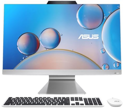 ASUS VivoAIO 27 Ordinateur Tout-en-Un avec Processeur AMD R5, 8 Go RAM, 512 Go SSD, Blanc, Résolution Full HD 1080p