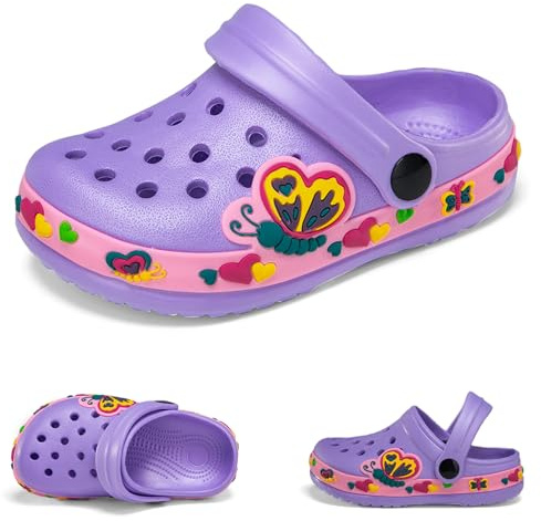 Unisex Zoccoli Sabot Bambini Carino Sabot Ciabatte Dinosauro Sandali da Spiaggia Estivi Ciabatte da Giardino Muli Scarpe da Piscina Ragazzi Ragazze Viola EU 33