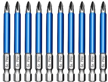 Jeu d'embouts de tournevis cruciforme antidérapants à tige de 6,35 mm PH2 pour outils électriques