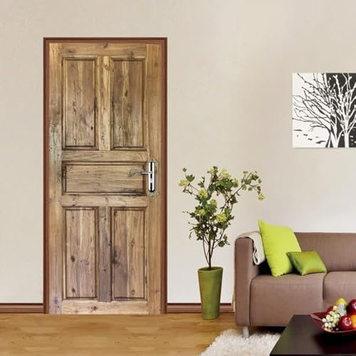 Türtapete Selbstklebend 90x200 cm Türfolie Selbstklebend Holztür Türaufkleber Türposter Rustikales Holz Türsticker Fototapete 3D Effekt für Schlafzimmer Wohnzimmer Küche 320A