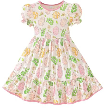 Generisch Mädchen Kleider Bunt Stilvolle Schöne Freizeit Kleinkind Mädchen Kurzarm Print Kleid Tanz Party Kleider Kleidung Mädchen Kleider Hochzeit Einschulung Festlich (3-4 Years)