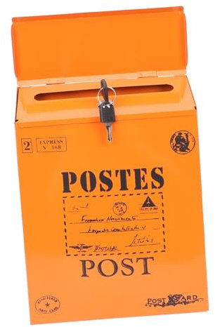 QUMIIRITY Lock Mailbox Retro Briefkasten Aus Eisen Rustikale Wandmontage Für Zeitungen Dokumente Und Briefe Dekorative Postbox Im Vintage-Stil Für Zuhause
