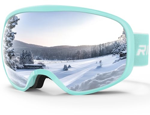 RIOROO Skidglasögon barn, skidglasögon barn 3–14 år, för pojkar och flickor, 100 % OTG UV-skydd, anti-dimma, kompatibel hjälm för skidåkning, snowboard, cykling, utomhusaktiviteter, vandring,