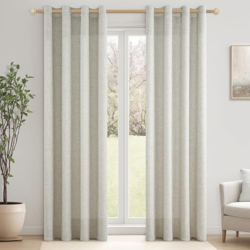 CUTEWIND Cortinas Dormitorio Matrimonio Lino Natural Rusticas Translucidas 140x240 CM Cortinas de Salon 2 Piezas Modernas Cortina Visillo con Ojales para Ventana Habitacion Juvenil Comedor