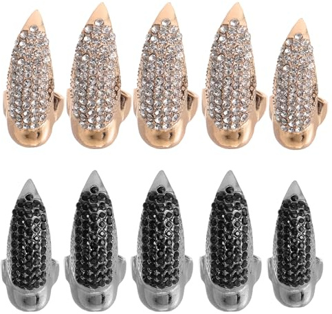 FRCOLOR 10 Pièces Bague diable d'Halloween accessoires halloween accessoire halloween Accessoires déguisement Halloween Anneaux griffes d'oiseau anneau à ongles décorations de doigt strass