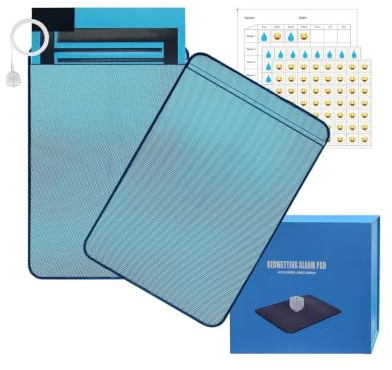 Almohadilla de alarma para mojar la cama para niños y niñas, recargable por USB, alarma de orina con música opcional y control de volumen, tapete urinario para entrenamiento de orina para niños, azul