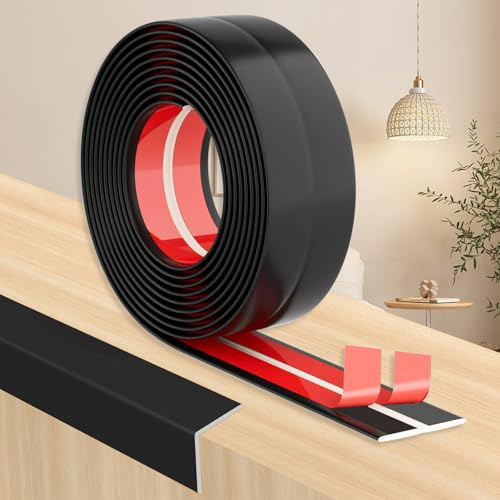 Kantenschutz Wand Selbstklebend, Türkantenschutz für Zimmertüren, Türen, Fenster, Wände, Küche, Fliesen, Wasserdichte Rolle, Einfach Schneidbar, Ideal (Schwarz-1, 4CM x 8M)