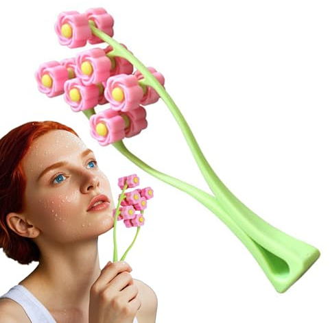 Herramienta de masaje facial | Rodillo de masaje 3D desplazado de flores, accesorio de belleza para tonificar la cara, relajar los músculos y estimular el tráfico, ideal para d