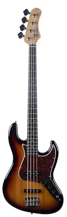 EKO GUITARS – E-Bass JB-100, 4-saitig Short Scale, Korpus aus Pappel, Hals aus Ahorn, Griffbrett aus Lorbeer, Jazz-Tonabnehmer, Farbe Sunburst