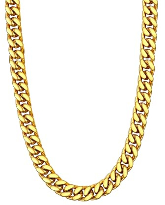 ChainsHouse Kedja för kvinnor, pansarkedja 5/12/14 mm Chunky Miami halsband i rostfritt stål, länkkedja silver/guld, massivt, tjock, kubansk kedja 46/51 cm, halsband, halsband för kvinnor, mor, 51cm
