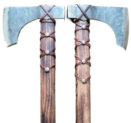 Battaglia medievale | Replica del Niemann norvegese | Testa in acciaio forgiata a mano | Ascia da campeggio e da collezione(B)