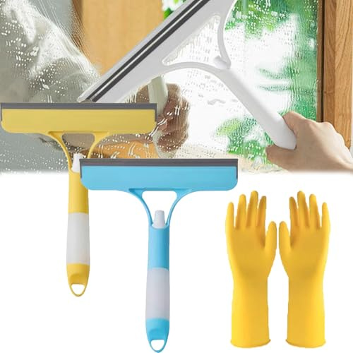 3 In 1 Window Cleaning Scraper, 3 In 1 Window Cleaning Wiper With Spray, Spray Window Squeegee Cleaner Tool With Spray Bottle For Car, Home, Kitchen Window (2 PCS A, One Size)