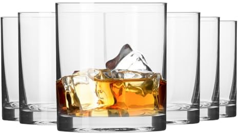 KROSNO | Verres à whisky, boissons et eau | Lot de 6 x 250 ml | Collection Balance | Verre sans plomb | Design simple et classique | Pour fêtes et fêtes | Lave-vaisselle