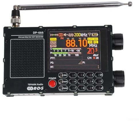 DP666 Radio numérique portable avec puce automobile TEF6686, récepteur FM AM LW SW, RDS, écran tactile de 2,8 (noir)