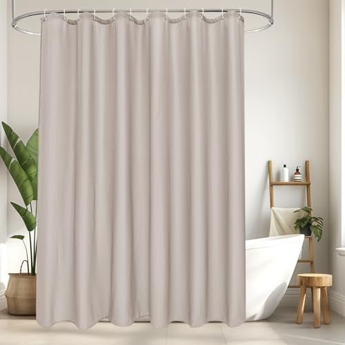 EurCross Extra 220 Lang Duschvorhang 200x220 cm Textil Stoff Badvorhang, Sandfarben Wasserdicht Antischimmel Waschbar Cloth Duschvorhänge mit 14 Ringen