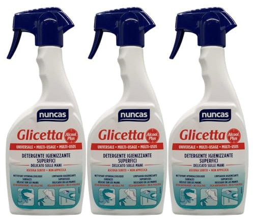 Detergente Igienizzante Superfici Multiuso, Delicato sulle Mani, Asciuga Subito, non Appiccica, 500ml (3 Unità)