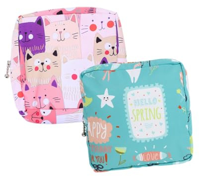 HOODANCOS 2 piezas Bolsa Portátil para Guardar Compresas Sanitarias Neceser Multiusos para Higiene Femenina de Práctica y para Escuela y Oficina