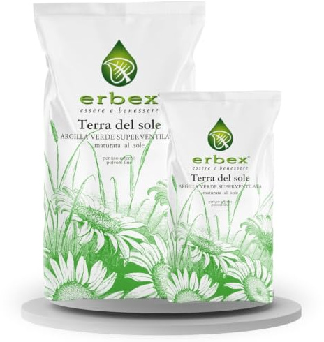 ERBEX - Argilla Verde Superventilata 1500 Grammi | 100% Italiana | Maturata al Sole | Priva di Gesso e Sabbia | Viso e Corpo