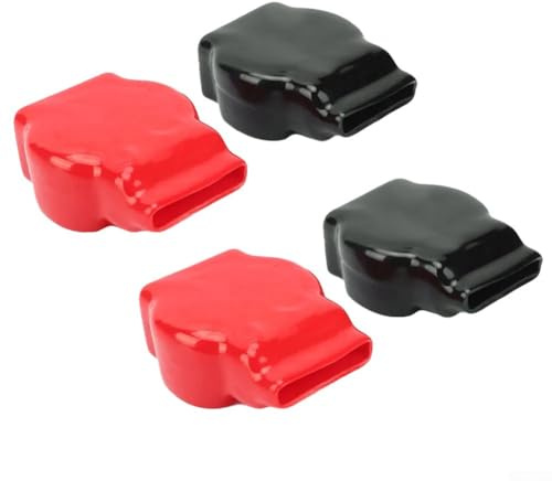Lot de 4 housses de protection en PVC pour bornes de batterie de voiture, camion, moto, camping-car et bateau Rouge et noir