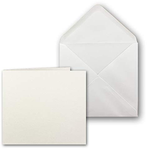 25x Quadratisches Leinen Struktur Faltkarten-Set mit Brief-Umschlägen 14,5 x 14,5 cm Papier-Bastel-Set inklusive hochwertiger Box GUSTAV NEUSER®