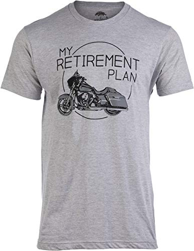 My Retirement Plan (Motorcycle) - Funny Biker Riding Rider Retired Man T-Shirt-(Adult,L) Heather Grey