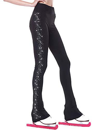 LIUHUO Pantaloni da Pattinaggio Artistico per Ragazze Abbigliamento da Allenamento Cristalli di qualità Leggings Neri per Pattinaggio Bambini