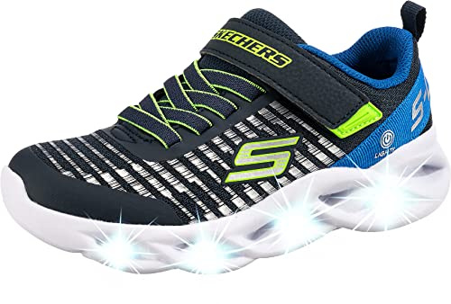 Skechers Pojkar Twisty Brights Novlo sneakers, Marinblå textil lime silver trim, 27 EU