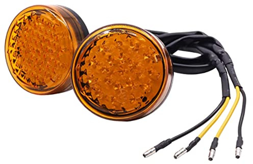 Motorcycle turn Signal Light Amber 2PCS Feux Clignotants Ronds pour Moto Ambre,Universal 12V Moto LED Réflecteur Moto Feux Arrière Feux de Position de Frein Moto pour Moto/Camion/Voiture/Camionnette