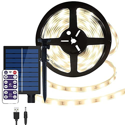 KINGCOO Solar Lichterkette Außen, Wasserdicht 4M LED Streifen Licht Innen Flexible 240LED Band Solar Lichtschlauch Stimmung Seil Beleuchtung 8 modi für Garten Party Weihnachten Dekoration(Warmweiß)