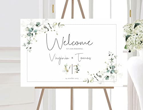 Manschin-Laserdesign Willkommensschild Aluverbund personalisiert - Made in Germany - Welcome Willkommen Schild für Hochzeit (60x40cm)