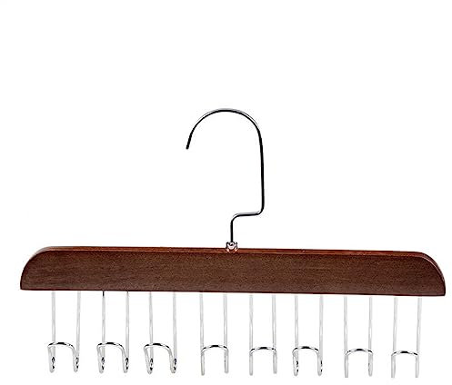 rutschfeste Garderobe mit Mehreren Haken, Hölzerner Gürtelhalter, Gürtelhalter Kleiderschrank, Krawattenhalter mit 8 Haken, Closet Organizer für Gürtel und Krawatten, Schals, Tücher (Borwn)