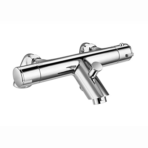 ENKI, Dune, BBT0264, Mitigeur de bain et douche thermostatique à montage sur platine, chromé, en laiton massif, dispositif anti-brûlure, contrôle de la température, moderne, garantie d'un an