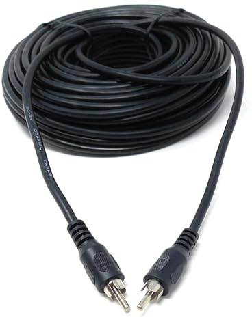 Drut Cavo Audio da Spina fono RCA a RCA Singola da 20 m, Cavo da Altoparlante Maschio a Maschio da 65 Piedi