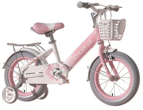 JingYi Store Rosafarbenes Fahrrad Modisches Fahrrad Mädchenfahrrad Outdoor-Fahrrad Mit Stützrädern(Color:Pink,Size:16 IN)
