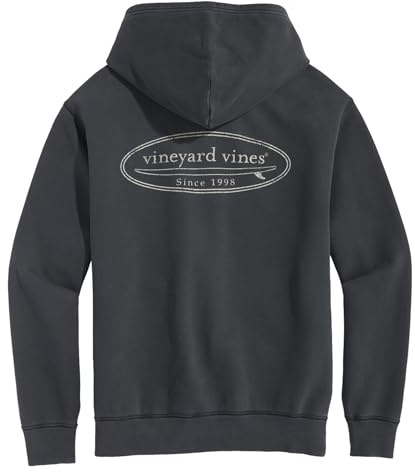 vineyard vines Men's Surfboard Garment Dye French Terry Hoodie, Jet Black, XL