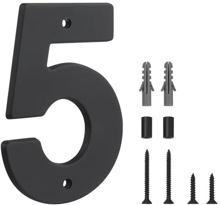 HASWARE Panneau Numéro de Maison Flottant pour la Maison - 5 Pouces Moderne, Nombreux, Installation DIY Facile pour Poteau et Rue (Noir, 5)