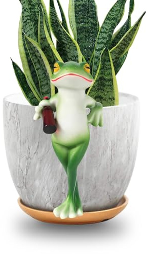 BigTree Miniature Frog Figurines Plant Decorations for Pots Resin Garden Frog Statue Cute Planter Hugger for Pot Fish Tank Mini Outdoor Yard Patio Fairy Garden Statue Desk Ornament 2.4x 4.7x1.6 in