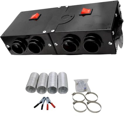 Riscaldatore per auto Riloer per camper portatile 12V 500W per auto invernale riscaldamento rapido e disappannamento sbrinamento 4 uscite d'aria compatibile con vari veicoli nero